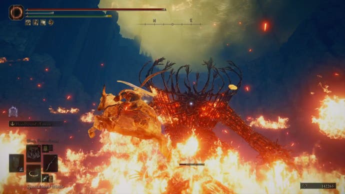 Horse jumping over flames caused by furnace golem