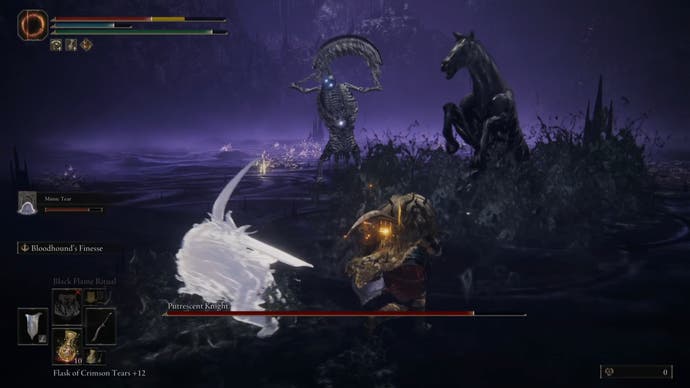 Putrescent Knight dismounted while undead horse emerges from ground