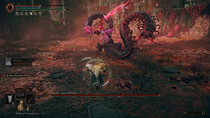 Romina attacking with charged poleblade