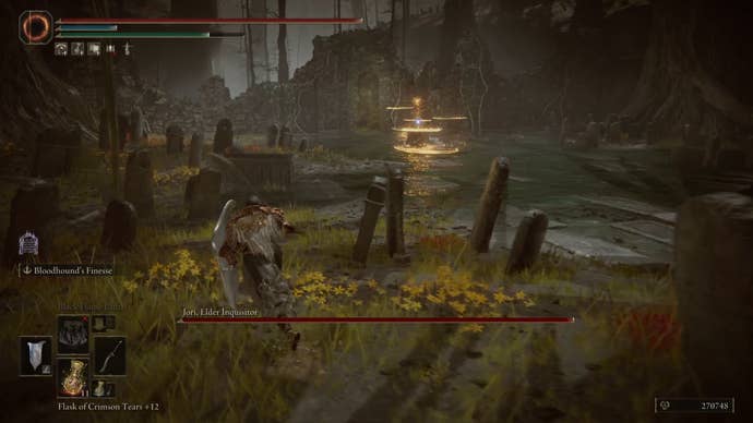 Fighting Jori, Elder Inquisitor who’s using ranged magic