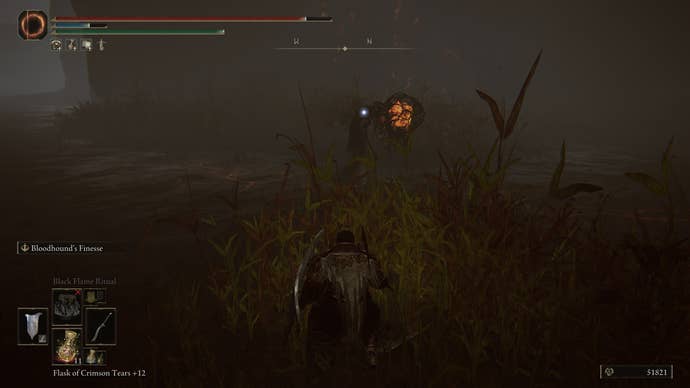 Crouching in long grass while observing big-eyed frenzy enemy in Abyssal Woods