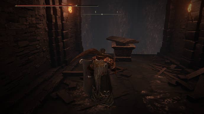 Approaching a coffin with lid open