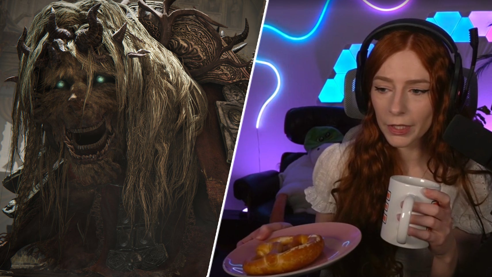 Elden Ring Shadow of the Erdtree's Divine Beast Dancing Lion alongside streamer BioticNova. - 1