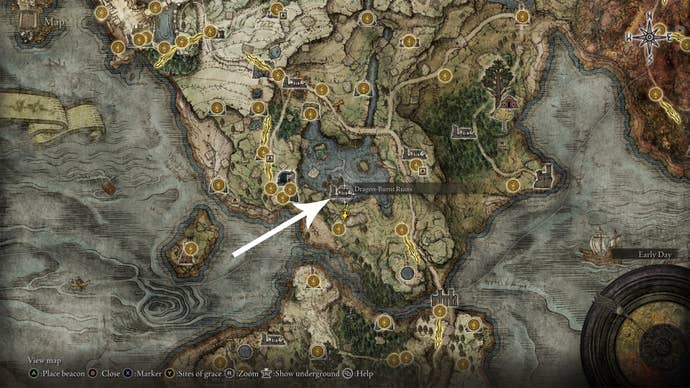 Elden Ring map of the Twinblade location.