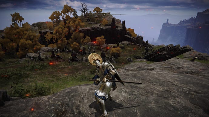 Screenshot of the Tarnished in Elden Ring wielding the Uchigatana