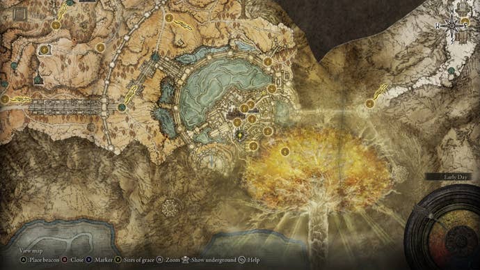 Elden Ring West Capital Rampart Leyndell Golden Seed map location