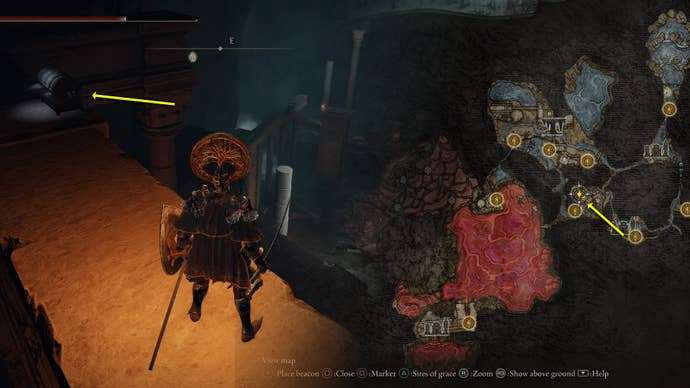 Elden Ring image of the Wing of Astel map location