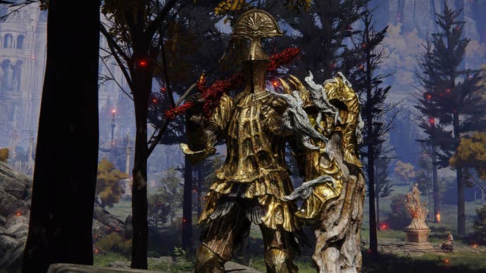 Character screenshot from Elden Ring showing the Blasphemous Blade