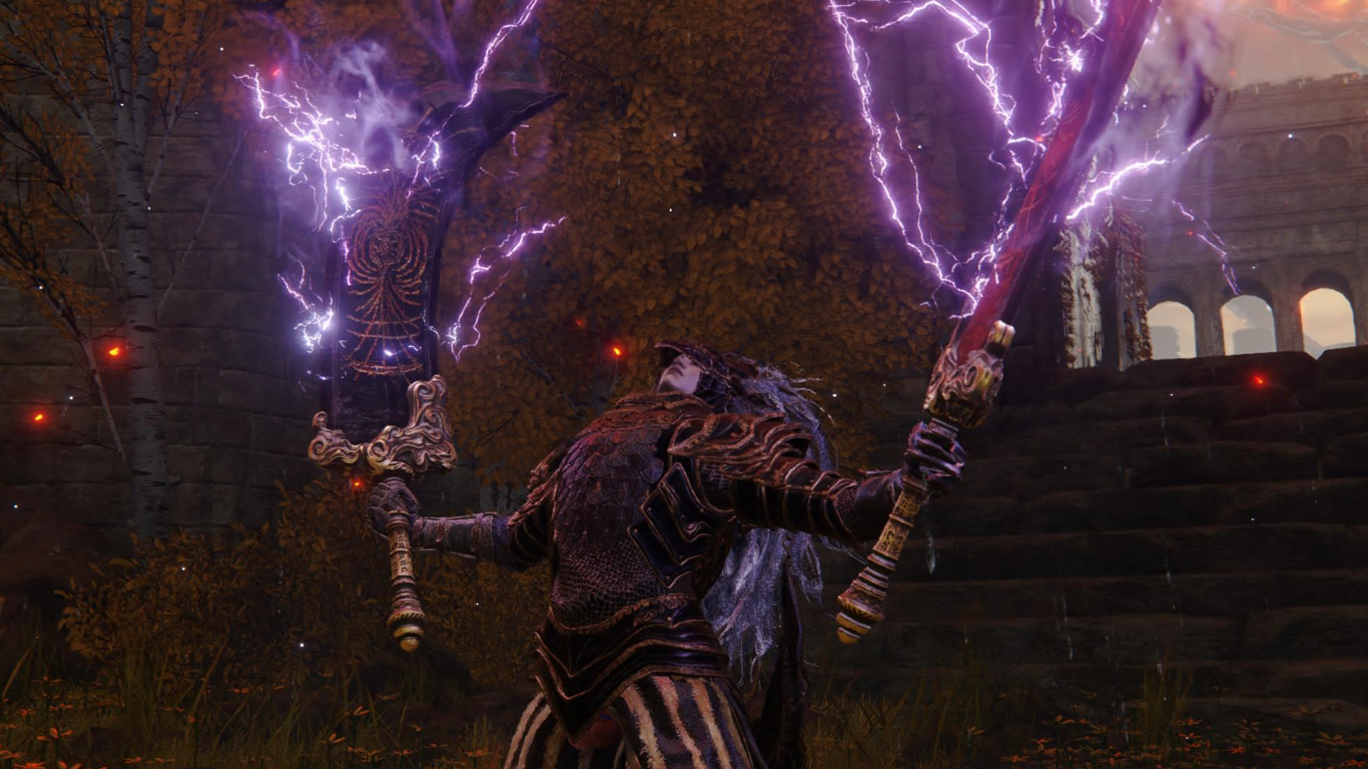 Character screenshot from Elden Ring showing the Starsourge Greatswords