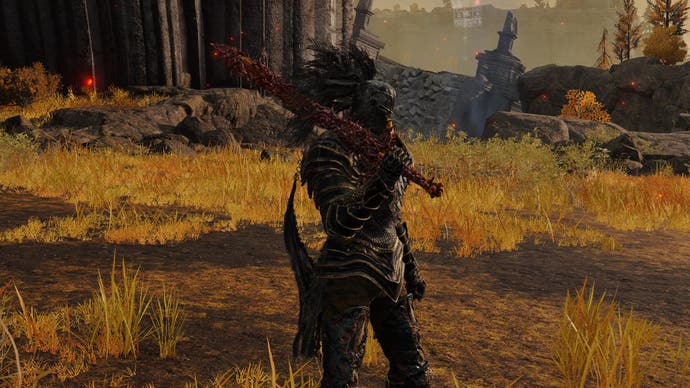 Character screenshot from Elden Ring showing the Blasphemous Blade