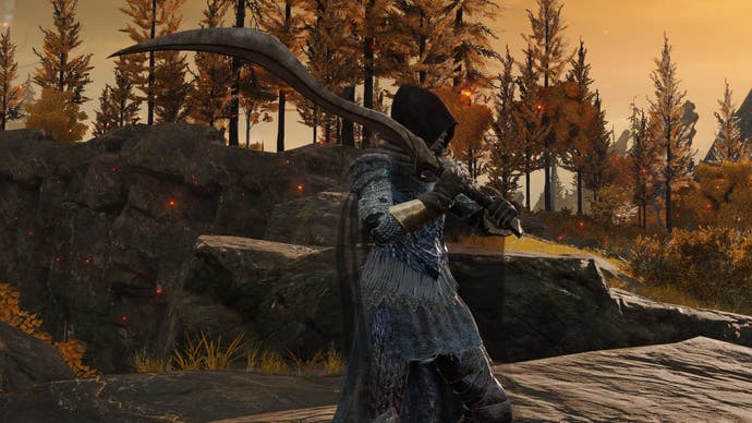 Character screenshot from Elden Ring showing the Bloodhound's Fang