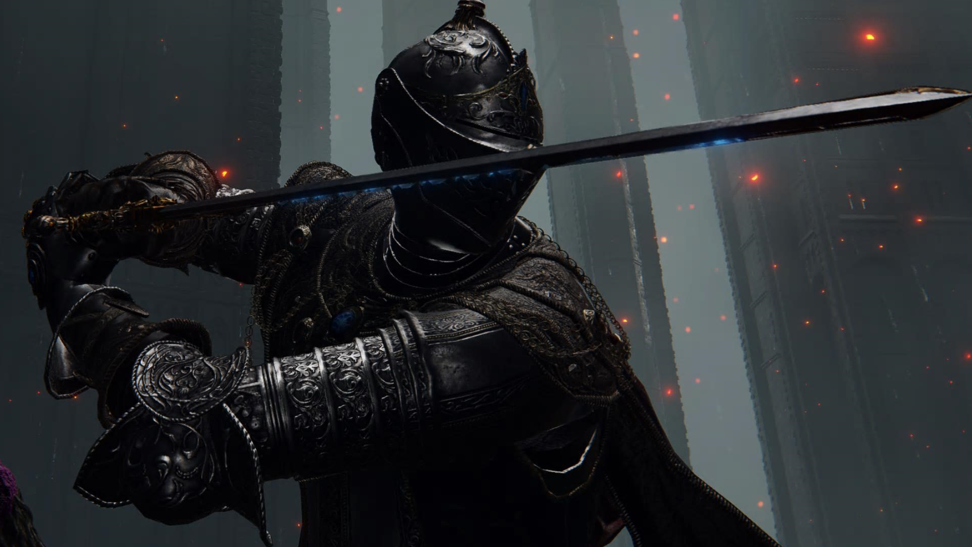 Character screenshot from Elden Ring showing the Carian Knight armour set