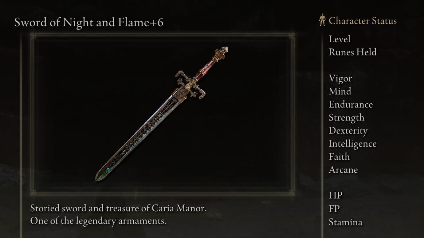 Best Elden Ring Sword of Night and Flame build stats, weapon and