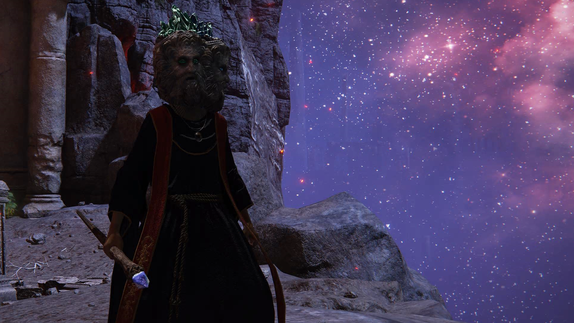 Character screenshot from Elden Ring showing the Twinsage Glintsone Crown