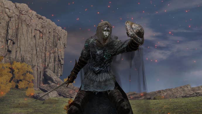 Character screenshot from Elden Ring using the Buckler shield