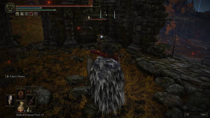 Character screenshot from Elden Ring showing the enemy who drops the Larval Tear in Altus Plateau