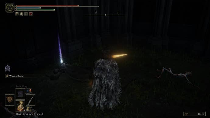 Character screenshot from Elden Ring showing the location of the first Larval Tear in Nokron
