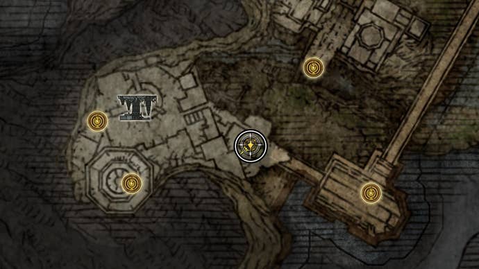 Map screenshot from Elden Ring showing the location of the second Larval Tear in Nekron