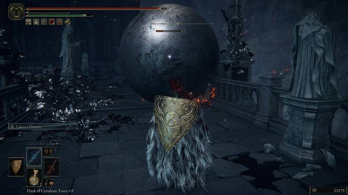 Character screenshot from Elden Ring showing the location of the first Silver Sphere enemy in Nokstella