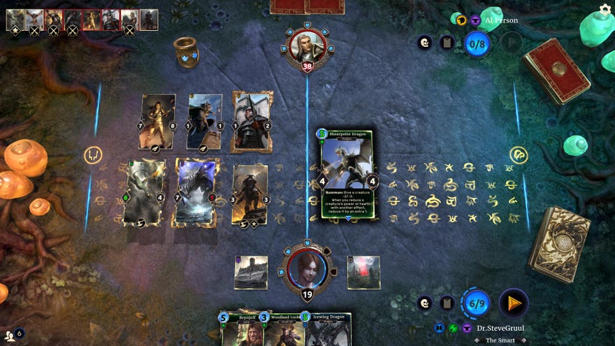 Cards on a stone surface in Elder Scrolls: Legends.