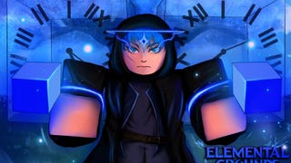 Artwork for the Roblox game Elemental Grounds, showing one of the game's fantasy-style characters.
