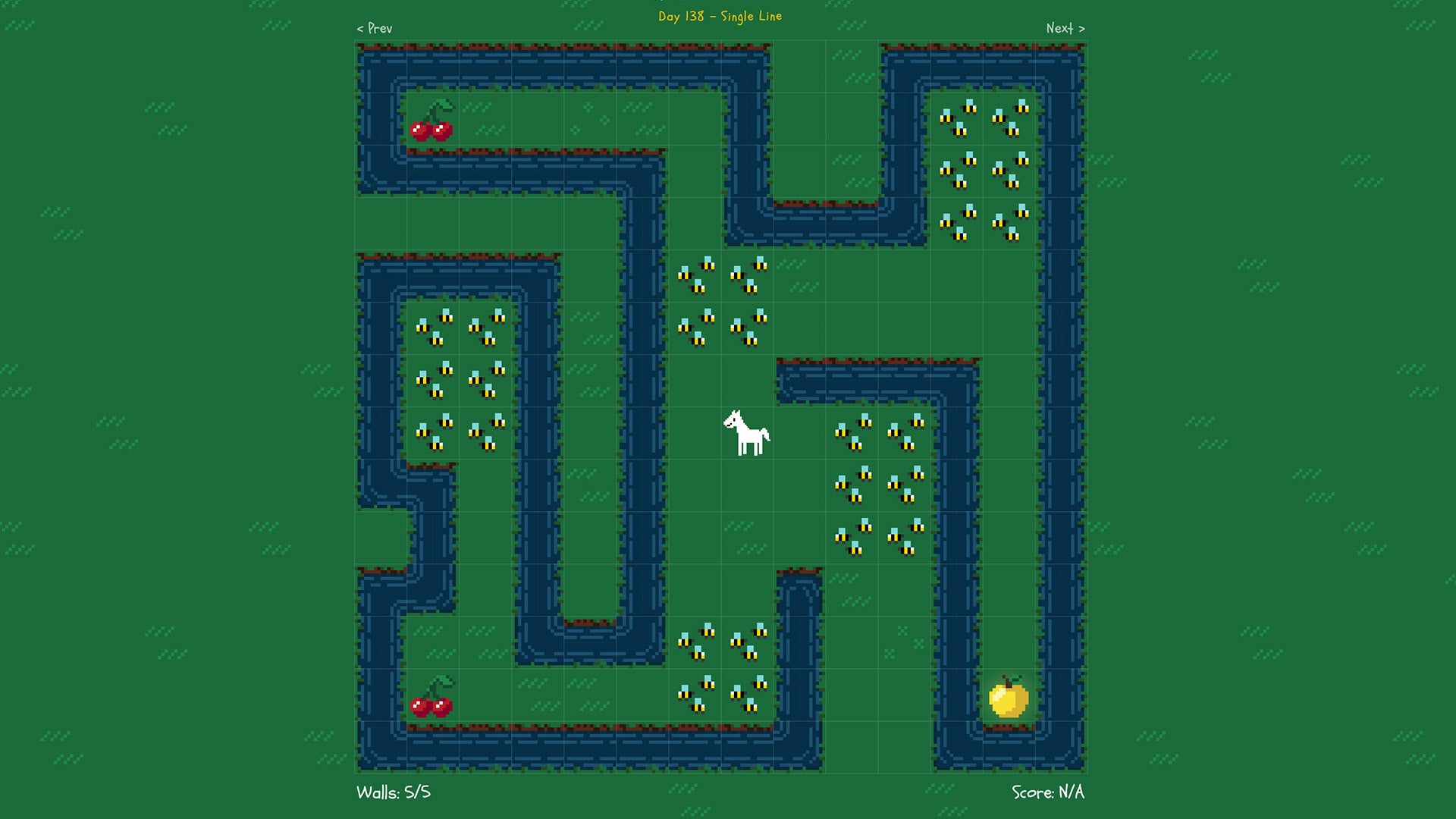 Fence off a free-spirited horse that can't stop eating grass in the daily puzzle game enclose.horse