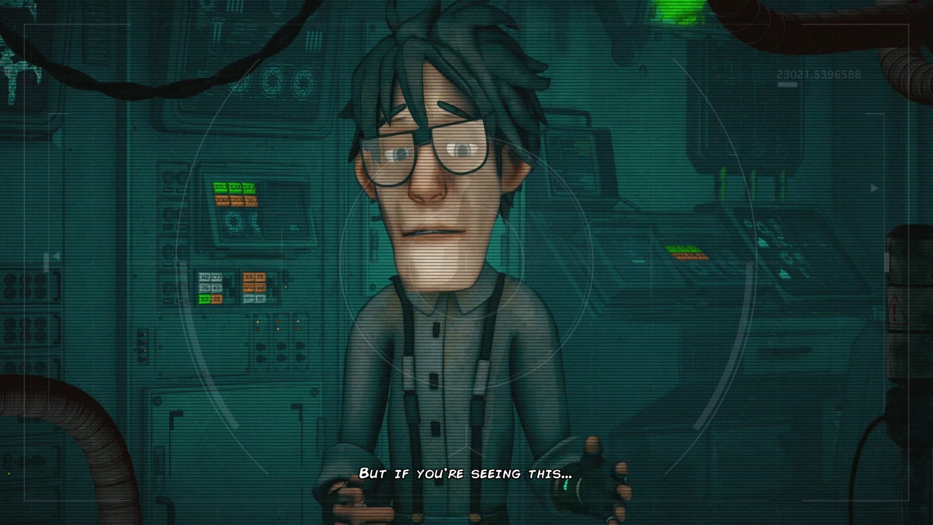 A screenshot of Encodya, a point-and-click adventure game set in a cyberpunk future Berlin.