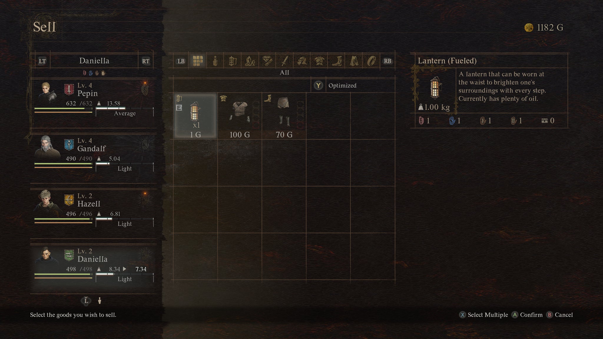 A screen showing what characters are carrying in Dragon's Dogma 2. - 4
