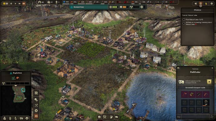 A lakeside village is founded in a fertile zone of the wasteland.