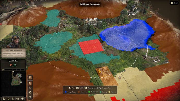 An overlay map clearly the geographical properties of the landscape, such as mountainous land and lakes.