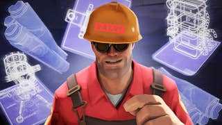 TF2 character with Valve logo on hat.