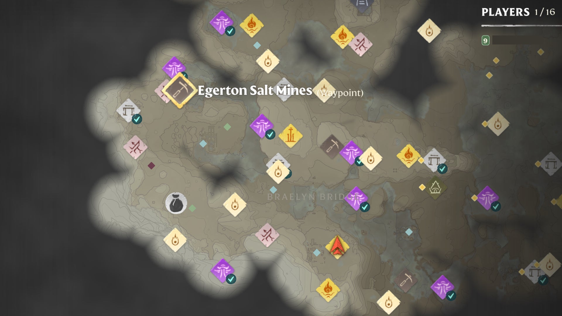 Part of the map of Enshrouded, with the location of the Egerton Salt Mines marked. - 4