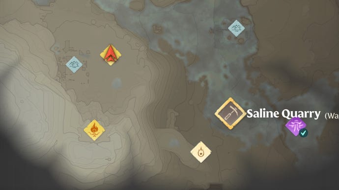 Part of the map of Enshrouded, with the location of the Saline Quarry marked.