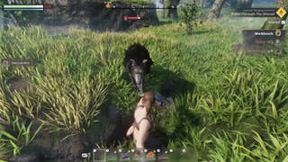 A wolf attacks a player character in Enshrouded.