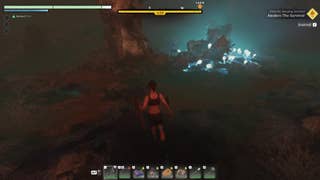 An Enshrouded character enters an enshrouded village at night and rushes towards a zombified villager.