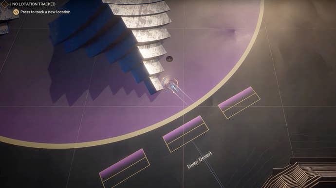The world map of the waking dunes, showing three entrances to the deep desert.