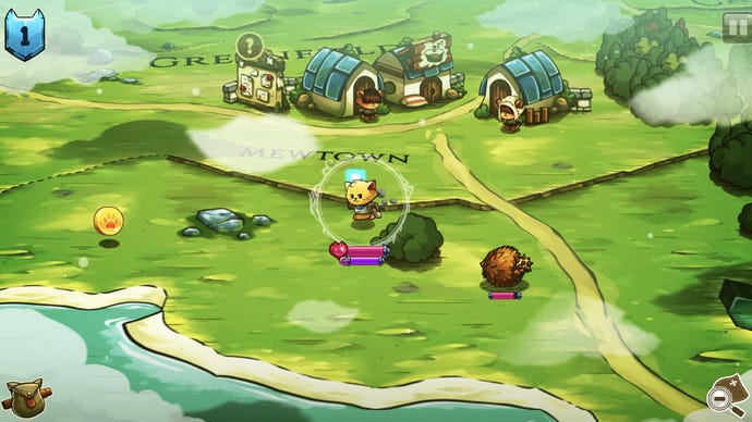 A cute, humanoid cat exploring a medieval-style cartoon world in the action RPG Cat Quest.