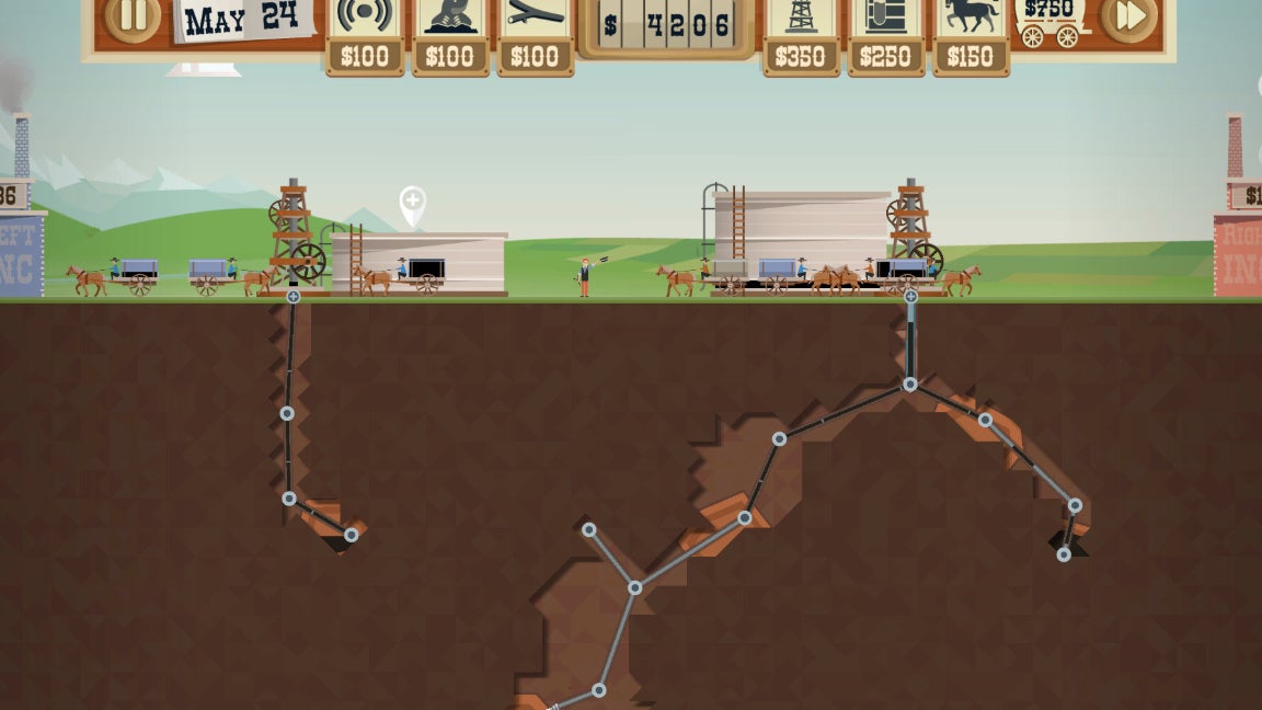 The oil tycoon simulator Turmoil, which is available for free on the Epic Games Store in January 2025.