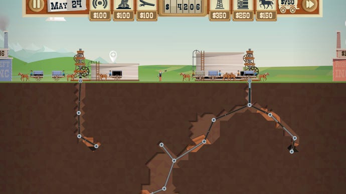 The oil tycoon simulator Turmoil, which is available for free on the Epic Games Store in January 2025.