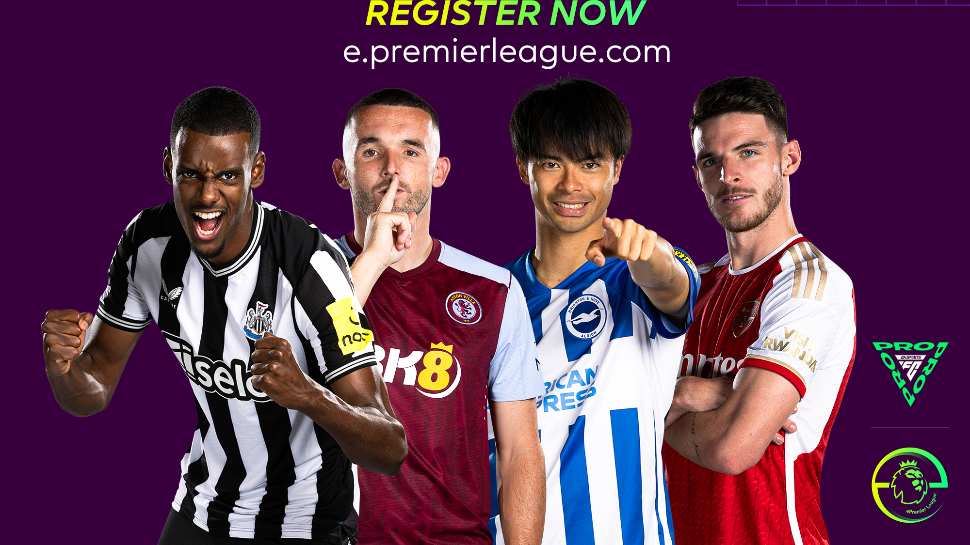 Alexander Isak, John McGinn, Kaoru Mitoma and Declan Rice announcing the ePremier League in EAFC 24