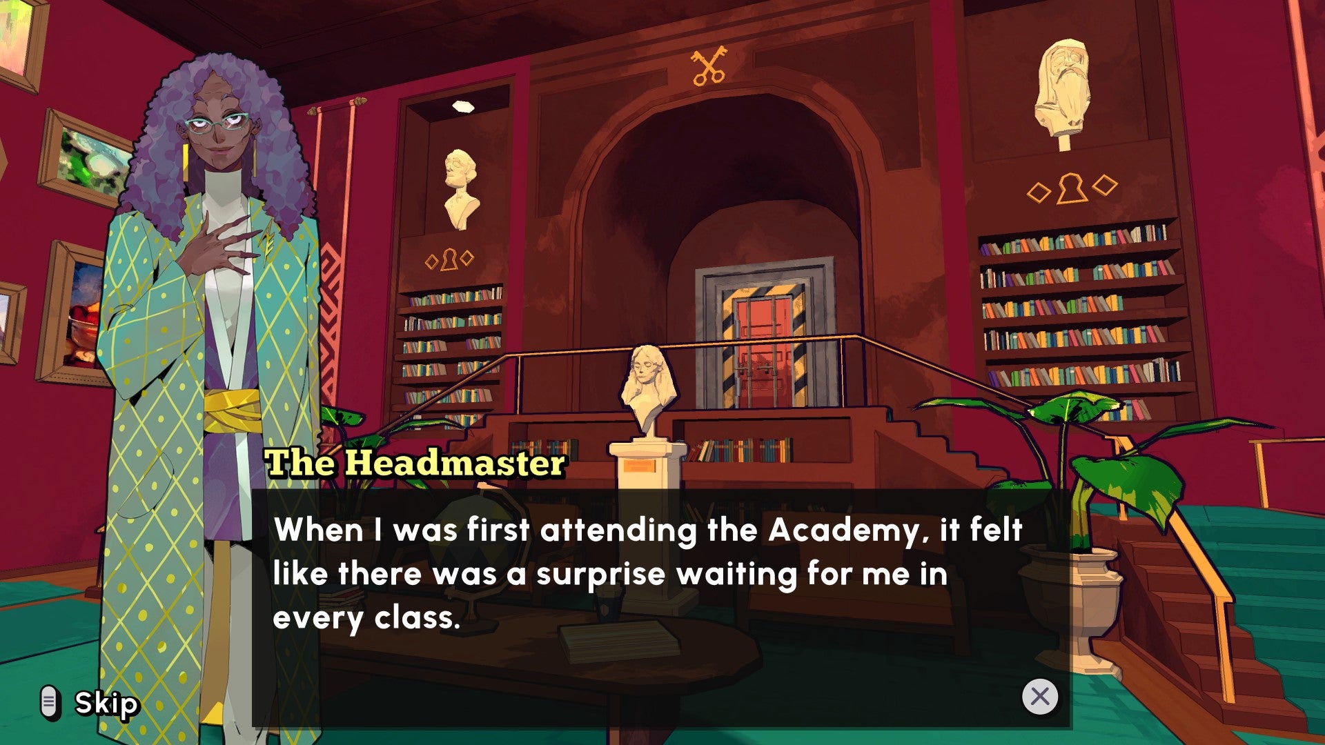 Chatting to the headmaster in Escape Academy. - 4