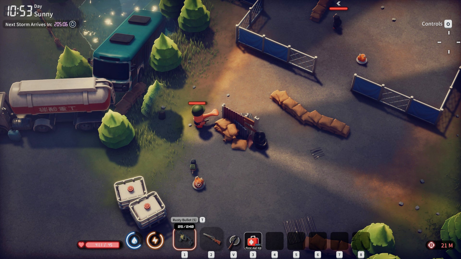 An armed duck surrounded by living and dead hostile ducks in Escape From Duckov. - 3