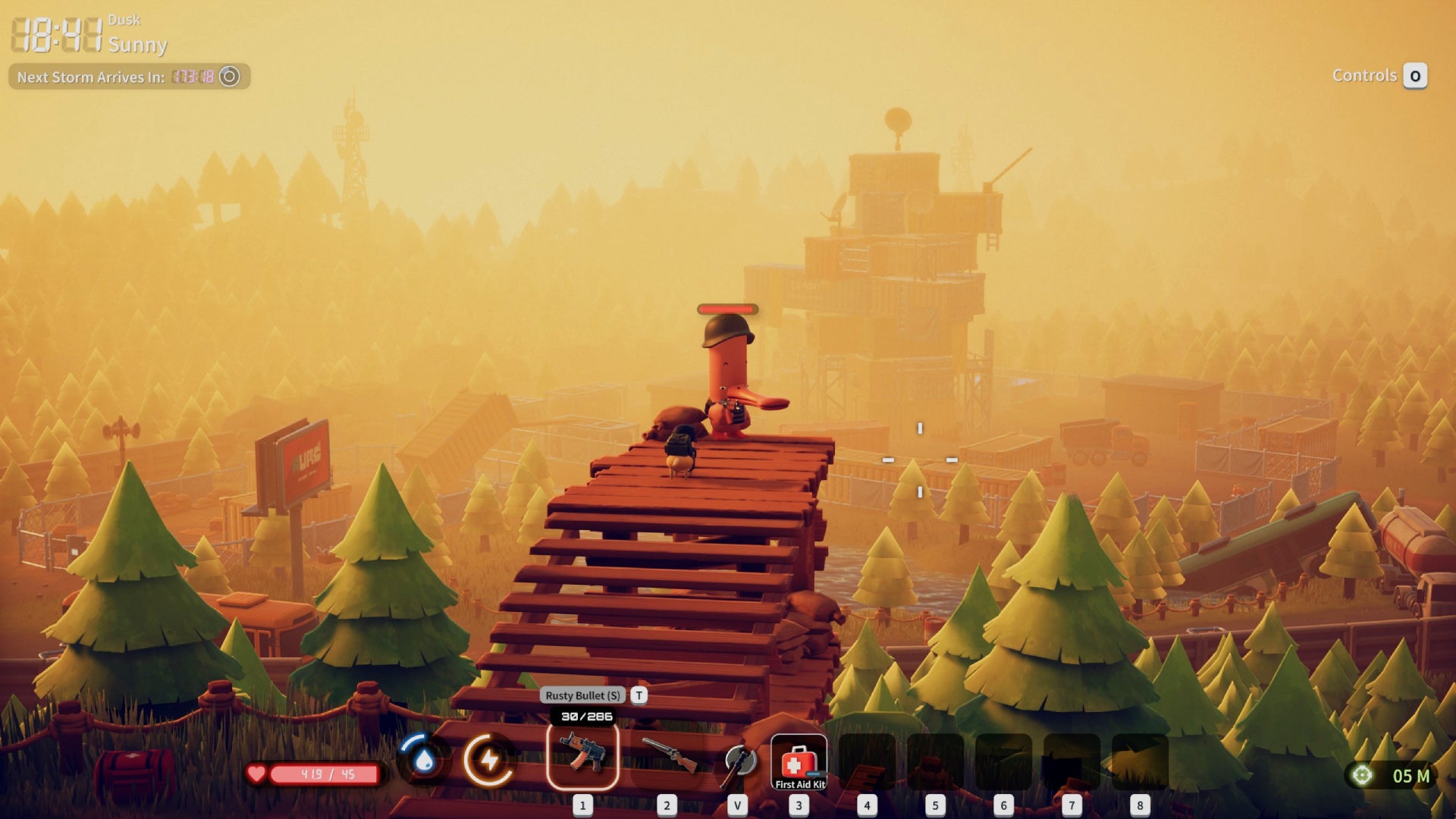 An armed duck standing on a platfornm in Escape From Duckov. - 5