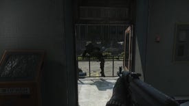 A player leaps over a railing in Escape From Tarkov.
