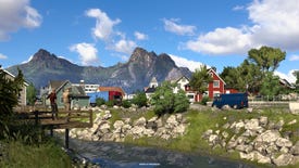 Idyllic countryside scenes in a Euro Truck Simulator 2: Nordic Horizons screenshot.