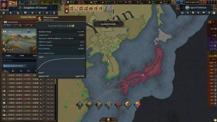 A representation shows commercialized flowing betwixt Japan and Korea successful Europa Universalis 5.