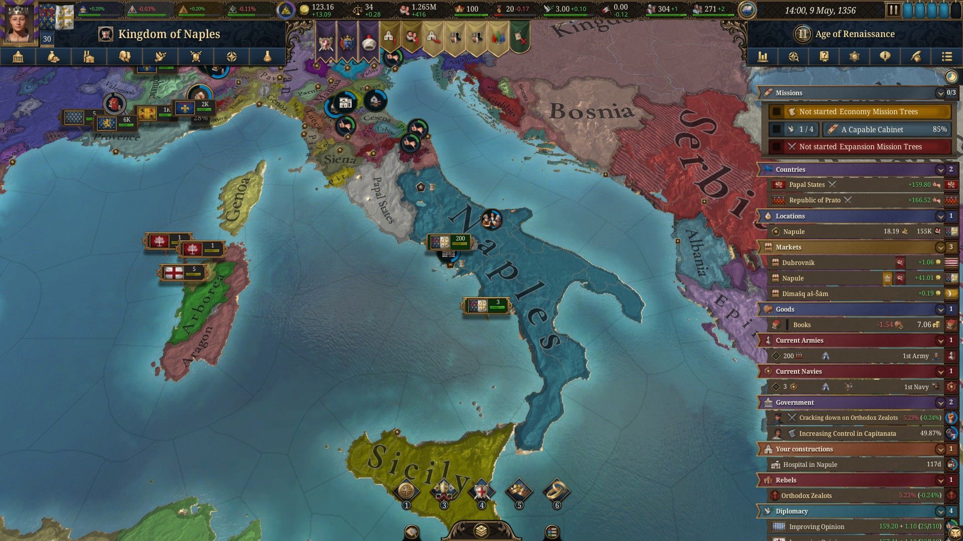 Viewing the Kingdom of Naples in Europa Universalis V