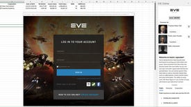 A screenshot showing the Microsoft Excel add-in for EVE Online