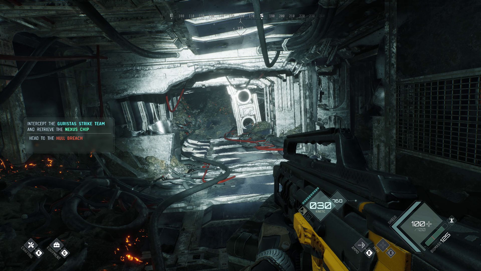 Using a torch to explore a crashed ship in FPS EVE Vanguard - 1