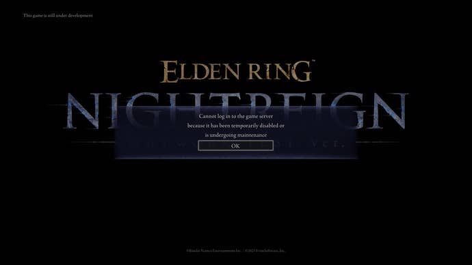 Elden Ring Nightreign menu showing server maintenance message